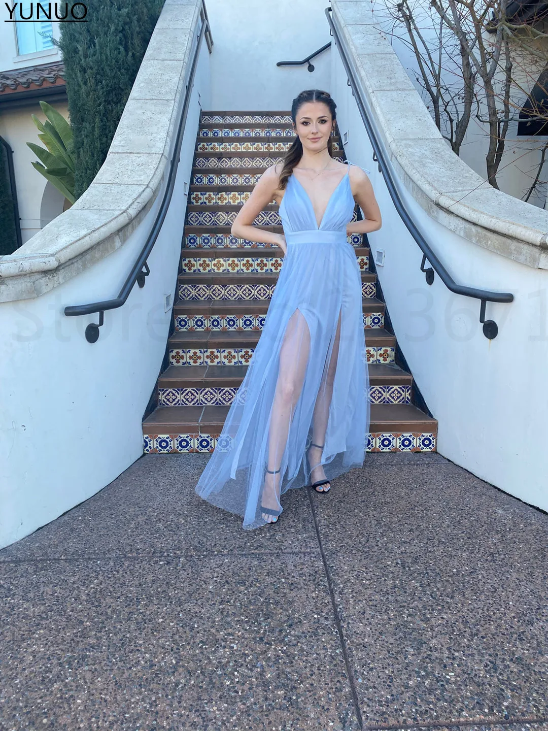 long sleeve prom & dance dresses YUNUO Emerald A-line Tulle Prom Bridesmaid Dresses Spaghetti Straps Double Slits Evening Party Gowns for Wedding Floor Length prom & dance dresses