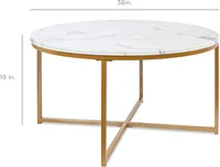 36in Faux Marble Accent Table, Modern End Table, Large Coffee Table Home Decor for Living Room, Dining Room, Tea, Coffee 2