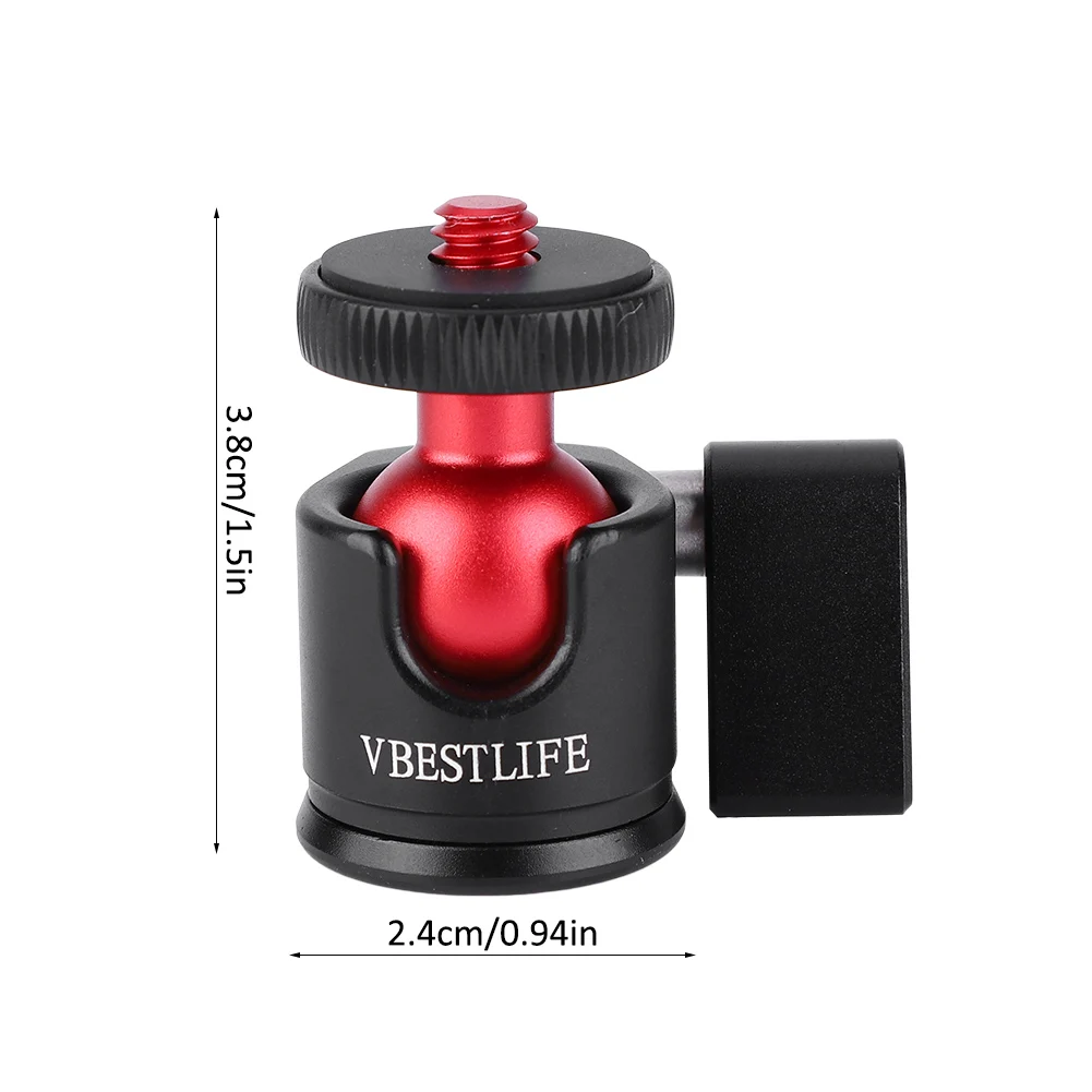 Mini Ball Head 360 Degree Ball Head VBESTLIFE Metal 360 Degree Swivel Mini 1/4" Screw Mount for DSLR Camera Fill Light