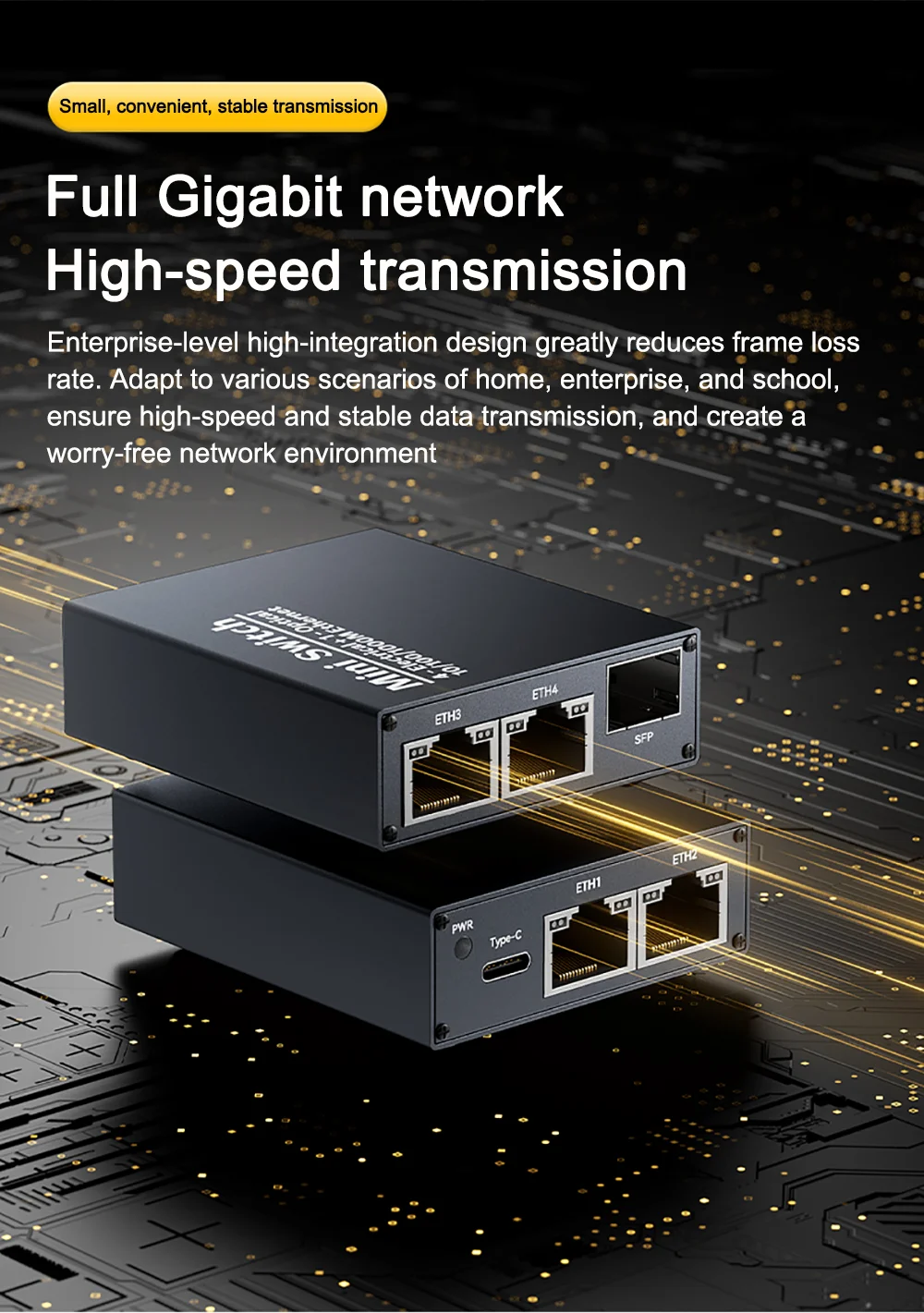 Link Pi MiniSwitch Mini 5-port Gigabit Switch Optical Port Electrical Port Indus