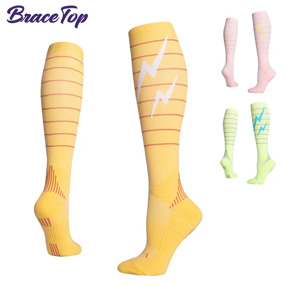 

1 Pair Running Compression Socks Soccer Stockings 20-30 Mmhg Men Women Sports Socks for Marathon Cycling Football Varicose Veins