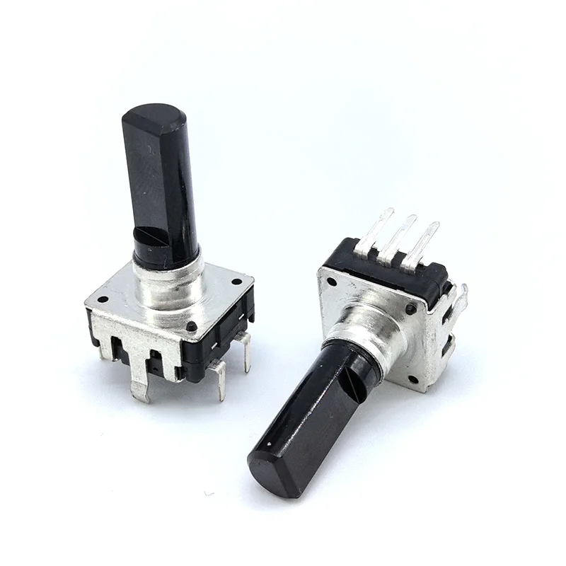 2pcs 360 Degree Potentiometer EC12 Rotary Encoder RE12 Audio Coding 5pins 24 Positions With Push Button Switch Handle 19mm