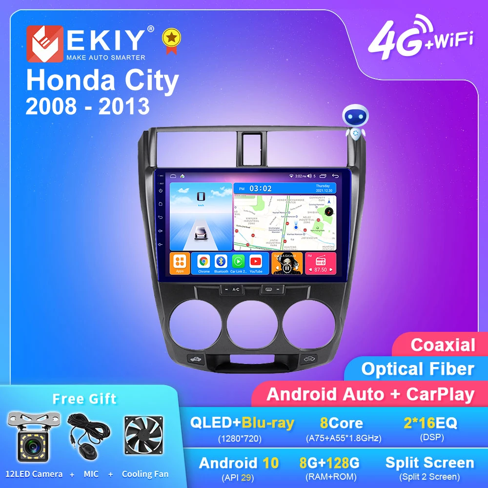 EKIY T7 DSP Android для Honda City 2008 - 2013 автомобильное радио-навигация GPS Carplay мультимедийный