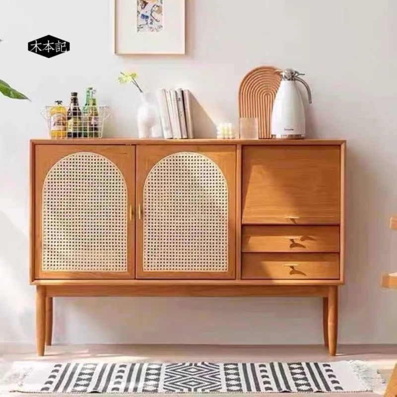 Japanese Solid Wood Sideboards Nordic Vestibule Storage Drawers Kitchen Cabinets et Cupboard Furniture Aparador Blanco FYSB