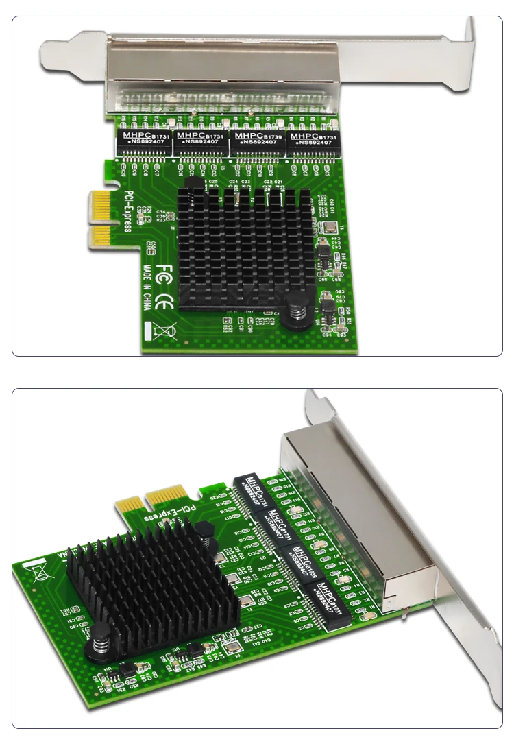 10/100/1000Mbps PCIE x4 Network Card 4x RJ45 Port 1G NIC PCI-E Lan