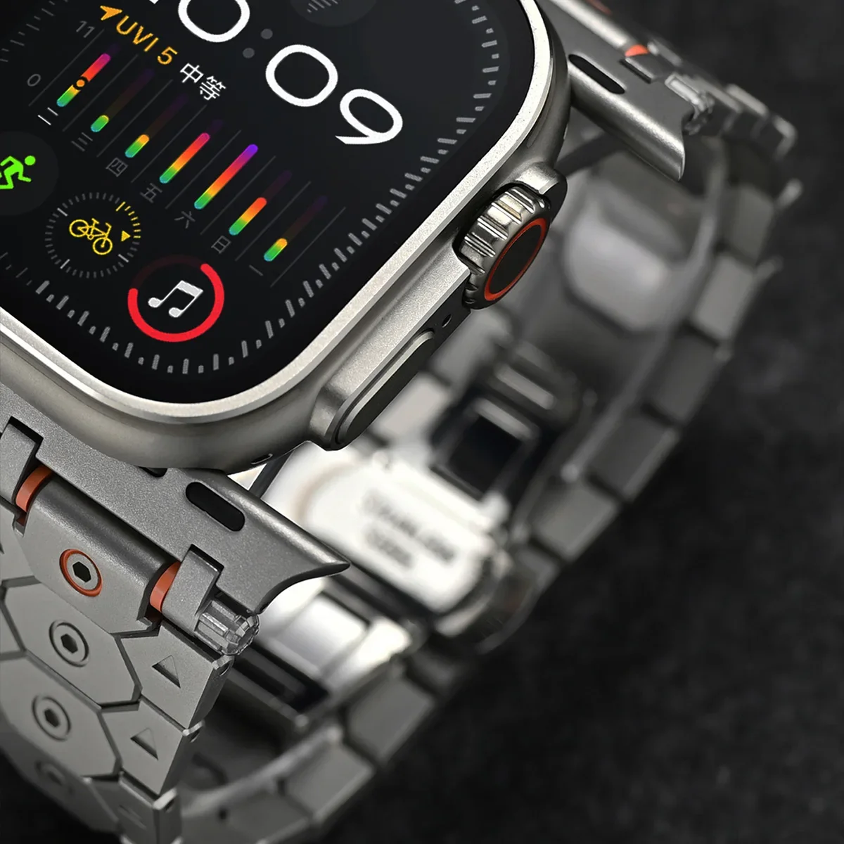 Luxurious Titanium Color Stainless Steel Watch Bracelet