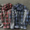 2025 Thug Club blue checkered embroidered hooded painted zipper jacket WY1103 6