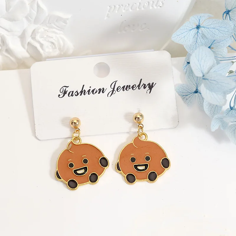 Neue BT21 Koya RJ Shooky Cooky Chimmy Ohrringe Hochwertige Farbdruck-Puppen Ohrringe in Puppenform Kreatives Mädchenherz Niedliches Dekoratives Geschenk – Detail 8