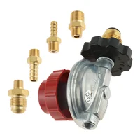 0-20PSI POL High Pressure Adjustable Propane Regulator Valve Kit LP Tank 5/16"&1/4" Hose Barb Connect 1/4" NPT& 3/8" Flare Male 1