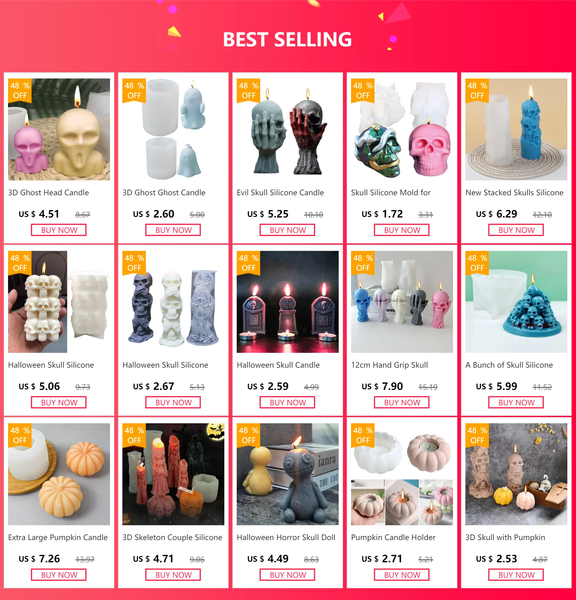 Description Picture 2 of itemLarge Skull Silicone Candle Molds 3D Skull Soap Plaster Resin Casting Mold Diy Handmade Candle Making Tool for Halloween Gifts