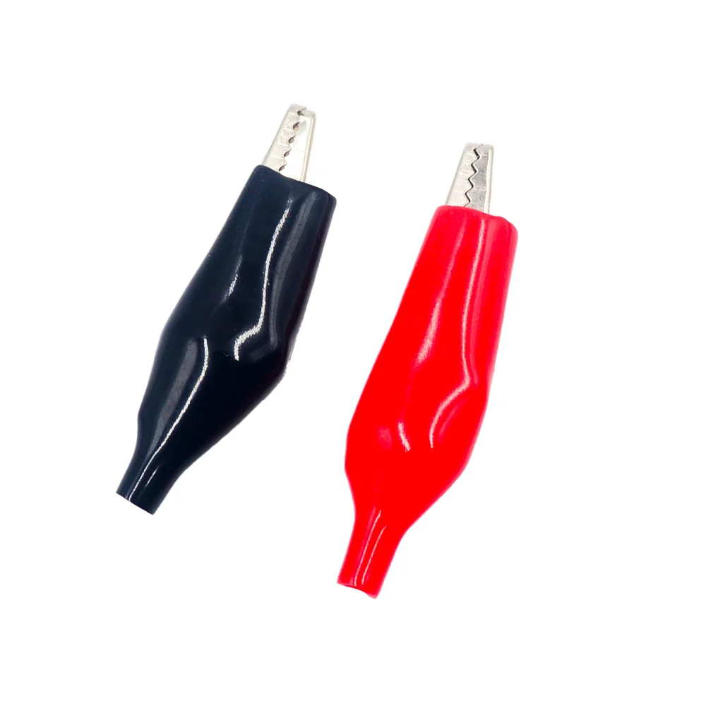 10pcs/lot 28MM Metal Alligator Clip Crocodile Electrical Clamp for Testing Probe Meter Black and Red with Plastic Boot