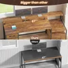 Home Office Desk with File Drawer & Power Outlet, 66'' Computer Desk with 5 Drawer, Storage Shelves, Printer Cabinet 3
