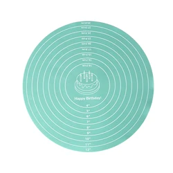Enhanced Cake Turntable with Non-Stick Silicone Baking Mat - High Temperature Resistant Kitchen Tool (Light blue Mat)