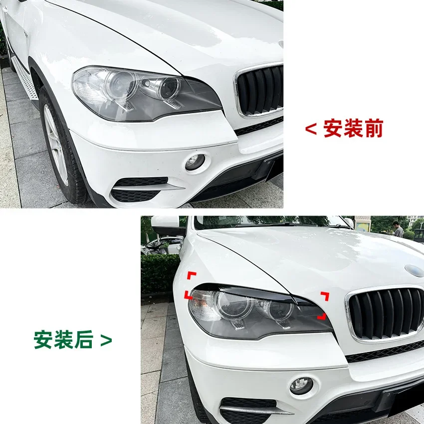 Sourcils De Phare BMW X6 E71 2008-2014 - Noir Brillant, En ABS, Protection Et Style, Installation Adhésive