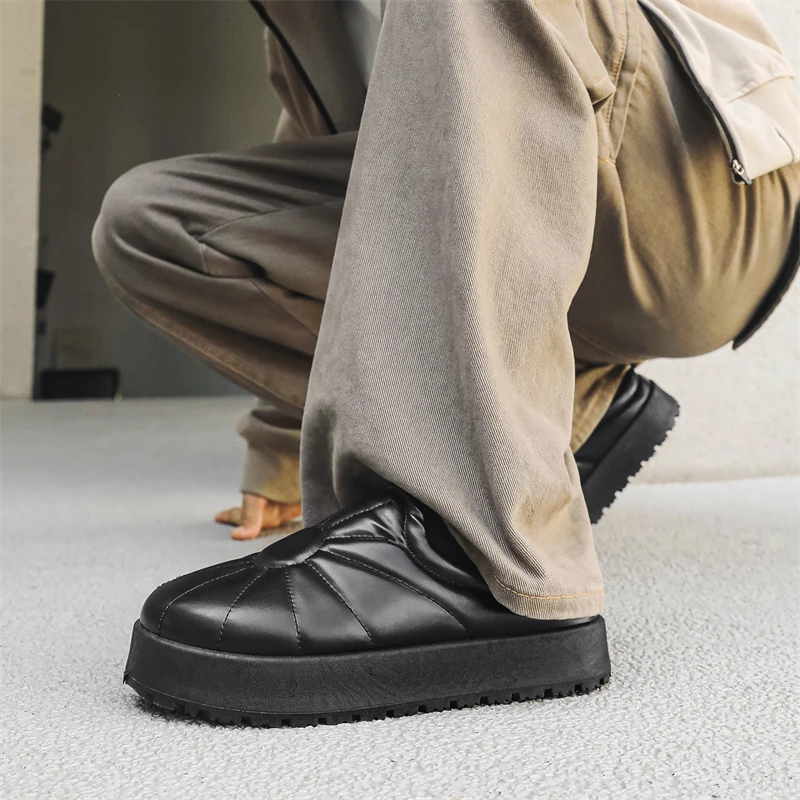 Winter Men's Classics Casual Slippers Fashion Height Increased Mens Waterproof Shoes High Quality Slip-on Outdoor Thick Bottom 6