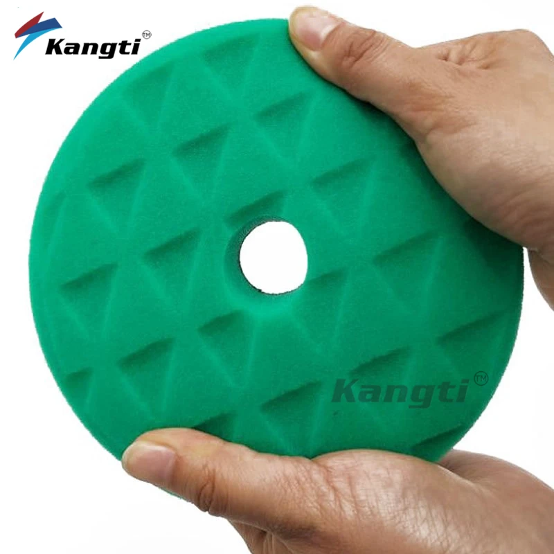 Kangti 자동차 왁싱 버핑 패드 연마 디스크, DA, RO, GA 버퍼 폴리셔용, 5/6 인치 베벨 삼각형 자동차 스폰지 광택제 폼 패드