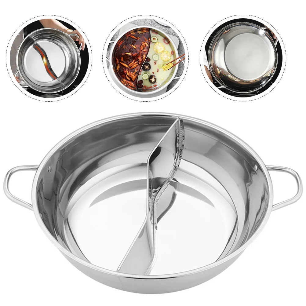 

Hot Pot Divider Lid Stainless Steel Shabu Shabu Pot Induction Cooktop Gas Stove Kitchen Cooker