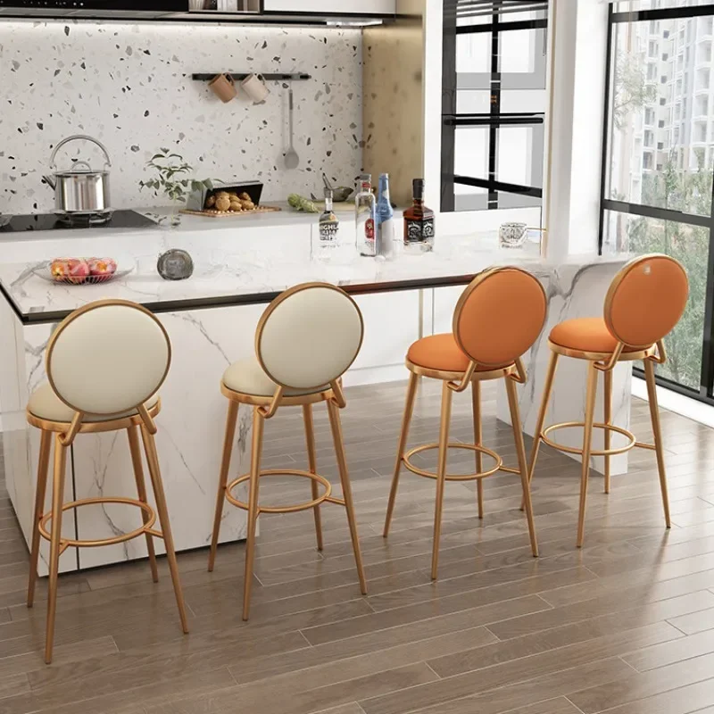 

Gold Luxury Bar Chair Kitchen Gamer Stools Minimalist Metal Reception Barstool Counter Sgabelli Per Cucina Theater Furnitures