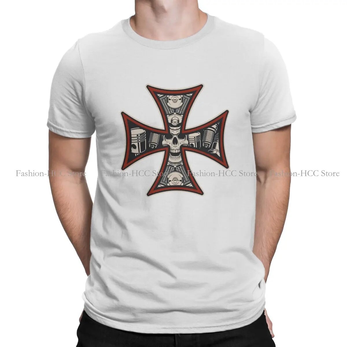 Biker Hipster Magliette In Poliestere Iron Cross Male Harajuku Streetwear T Shirt O Neck