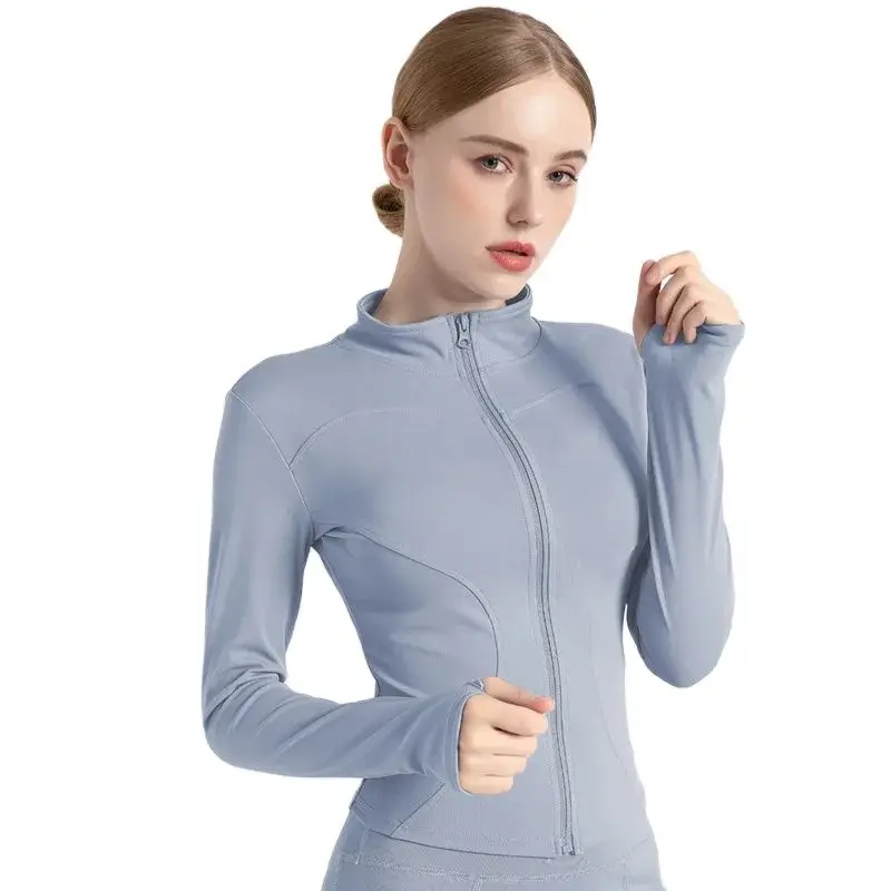 Women's Slim Fit Casual Zip-Up Jacket - Long Sleeve Yoga Sportswear