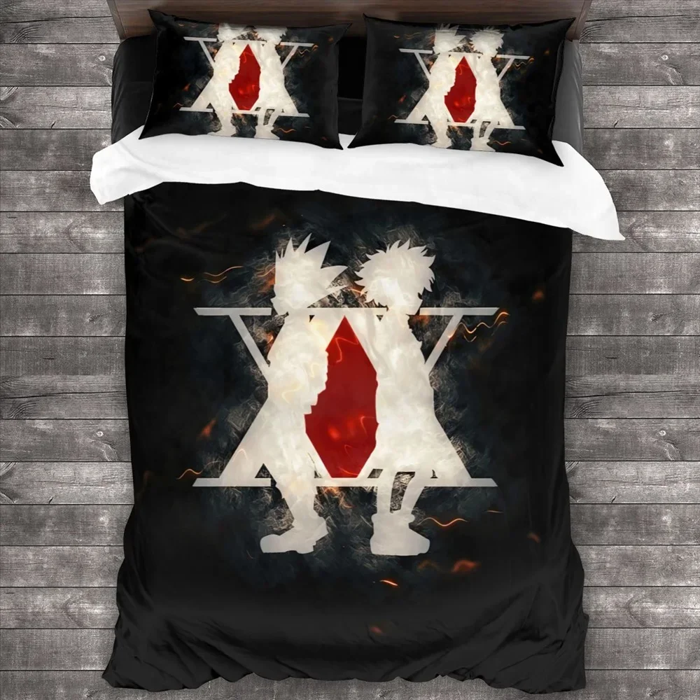 Anime Hunter X Hunter Bedding Set 3 Pieces Cartoon Duvet Cover Quilt Cover Japanese Manga Home Textiles Bedroom Decor