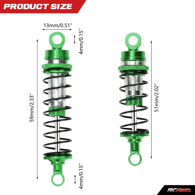 RCAWD 4 stücke volle legierung front shock absorber dämpfer öl gefüllt typ  für Losi 1/16 mini-B 1/18 mini-T 2WD RC auto upgrades teil - AliExpress