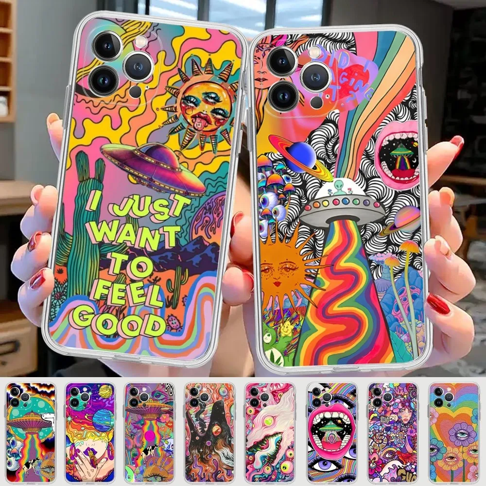 Чехол для телефона с психоделическим рисунком для IPhone 15 8 7 6 6S Plus X SE 2020 XR XS 14 11 12 13 Mini Pro Max