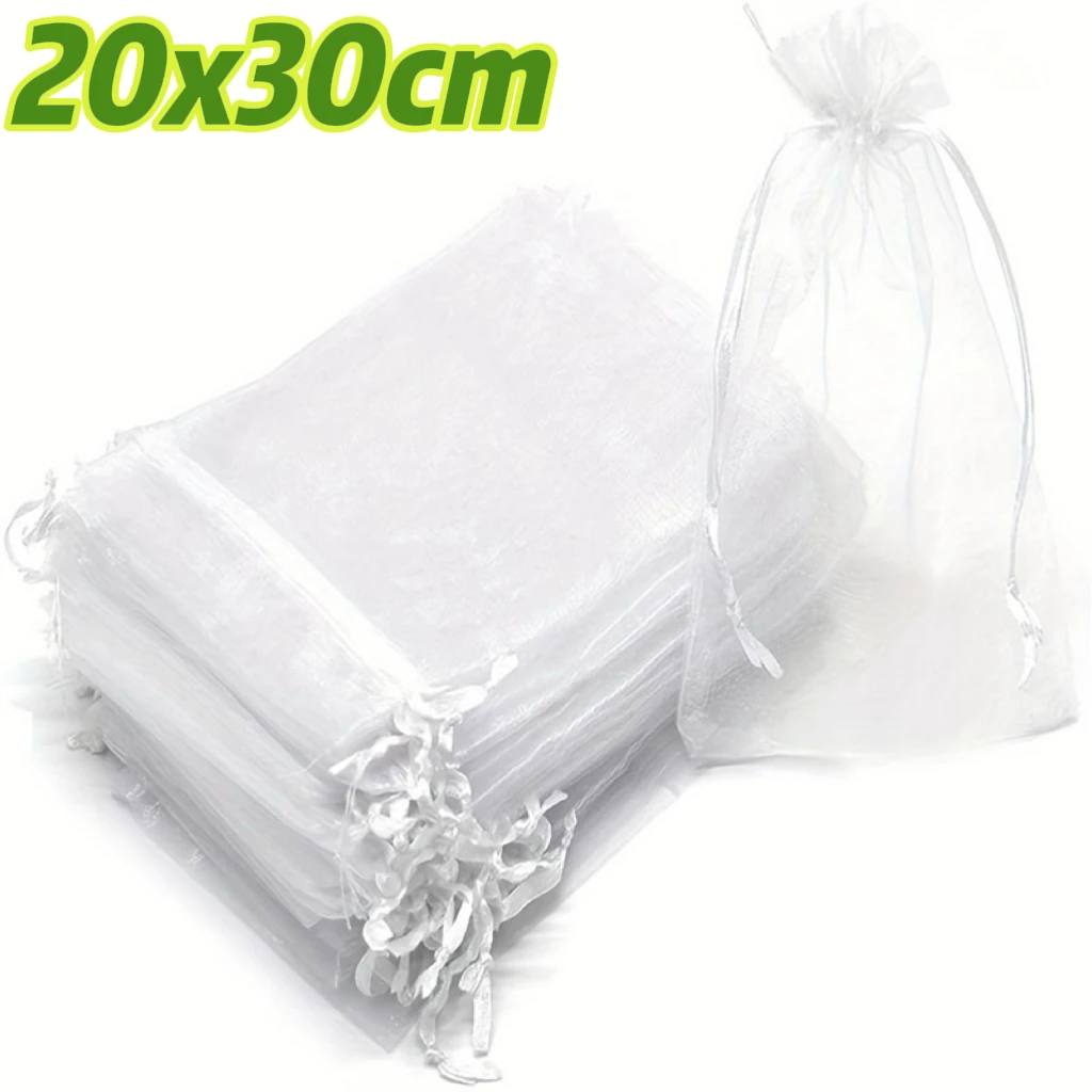 Reusable Drawstring Green Pest Barrier Net Bags for Garden Fruits and Vegetables