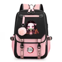 Cute Kamado Nezuko Pattern Backpack Teenager Casual Street USB Rucksack Large Capacity Anime Backpack School School Bags 1