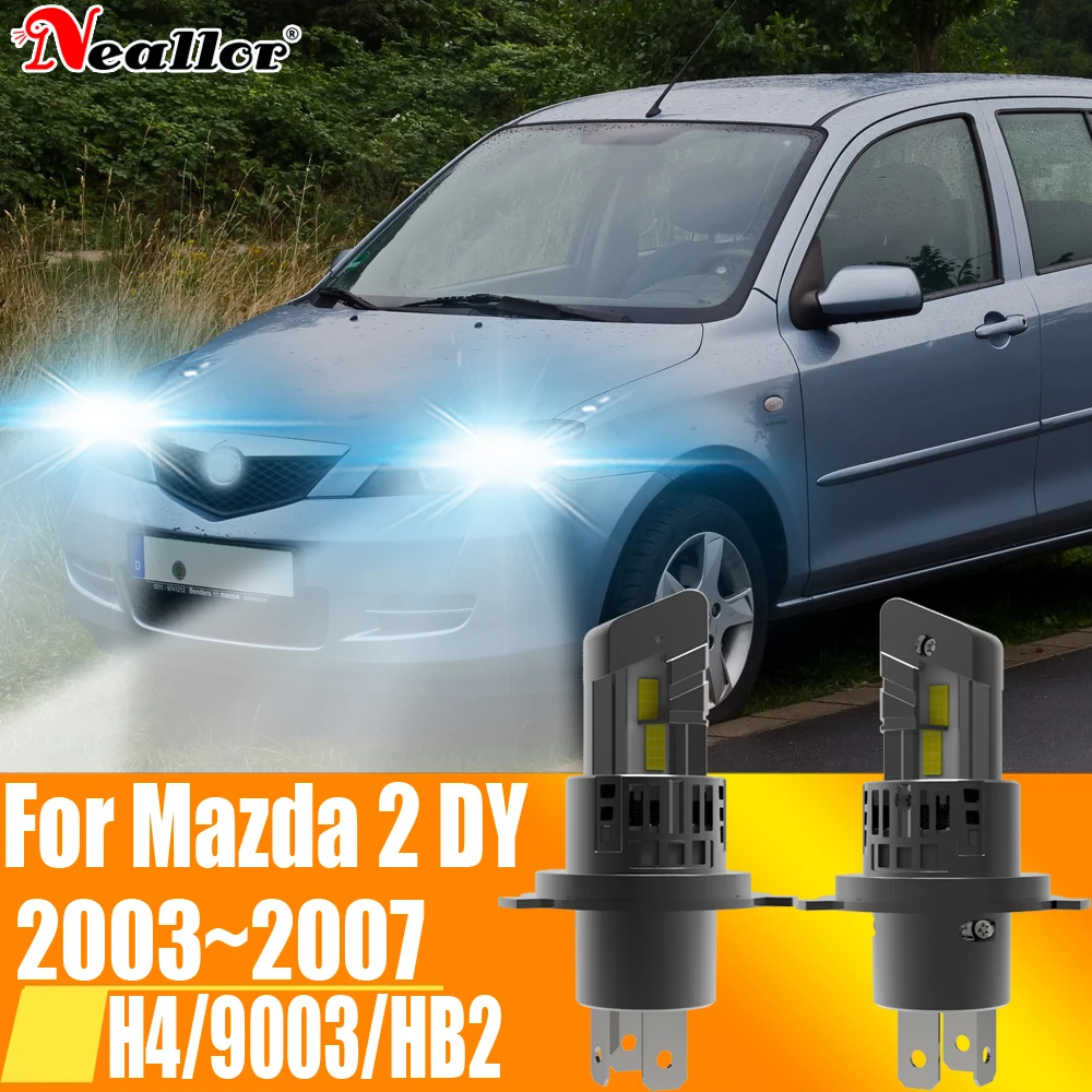 

2 шт., Автомобильные светодиодные лампы H4 HB2 9003 12 В 55 Вт для Mazda 2 DY 2003 ~ 2007