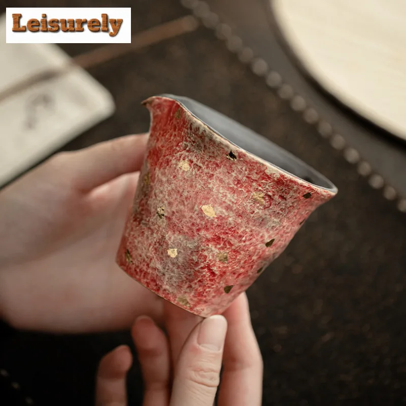 120ml Handmade Point Gold Rock Mine Tea Pitcher Painted Pottery Tea-separating Sharing Pot Cha Hai Justice Cup Teaset Supplies