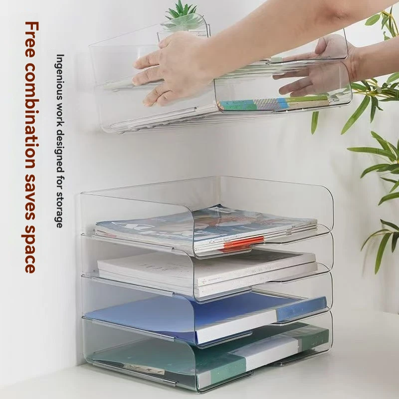 2 Pezzi/Portadocumenti Trasparente da Scrivania, Organizzatore per Ufficio, Scatola Portaoggetti, Scaffale per Libri, Portadocumenti da Scrivania - immagine 4