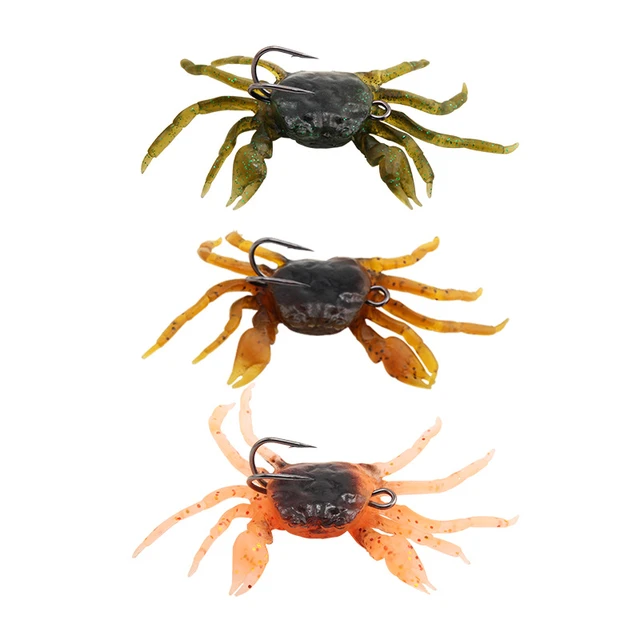 1PCS Silicone Mold Winter Fishing Bait Jig Crab Soft Artificial Lures 3D  Simulation Multicolour For Fish With Hooks Sea Lures