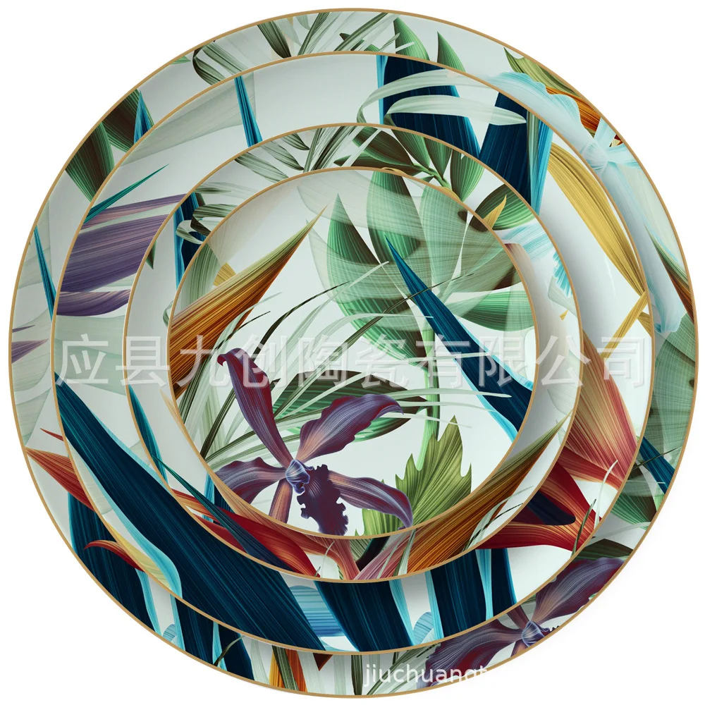 

Plant series hand-painted creative hotel ceramic plate set steak dessert fruit ceramic plate