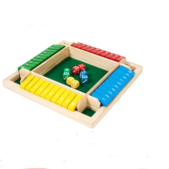 Gioco da Tavolo con Dadi Aritmetici, Gioco di Carte Flip a Quattro Lati, Giocattoli con Dadi in Legno, Gioco di Numero per 4 Giocatori