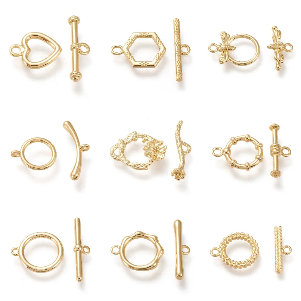 

5set Brass Toggle Clasps OT Clasp Connector Buckle Heart Ring Hook Real 18K Gold Plated for Jewelry Making DIY Bracelet Necklace