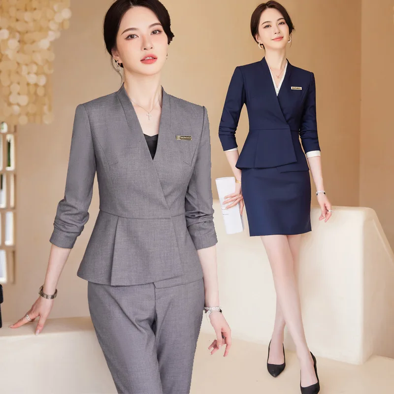 

High-End Business Suit Women's Formal Wear Autumn and Winter 2023 New Hotel Receptionist Uniform Jewelry Shop Workwear Autumn