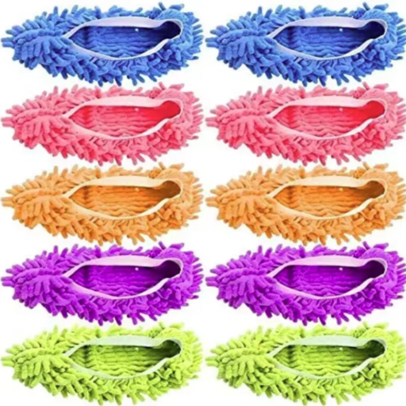 1Pair Mop Slippers House Cleaning Dust Removal Lazy Floor Wall Dust Removal Cleaning Feet Shoe Covers Washable Reusable