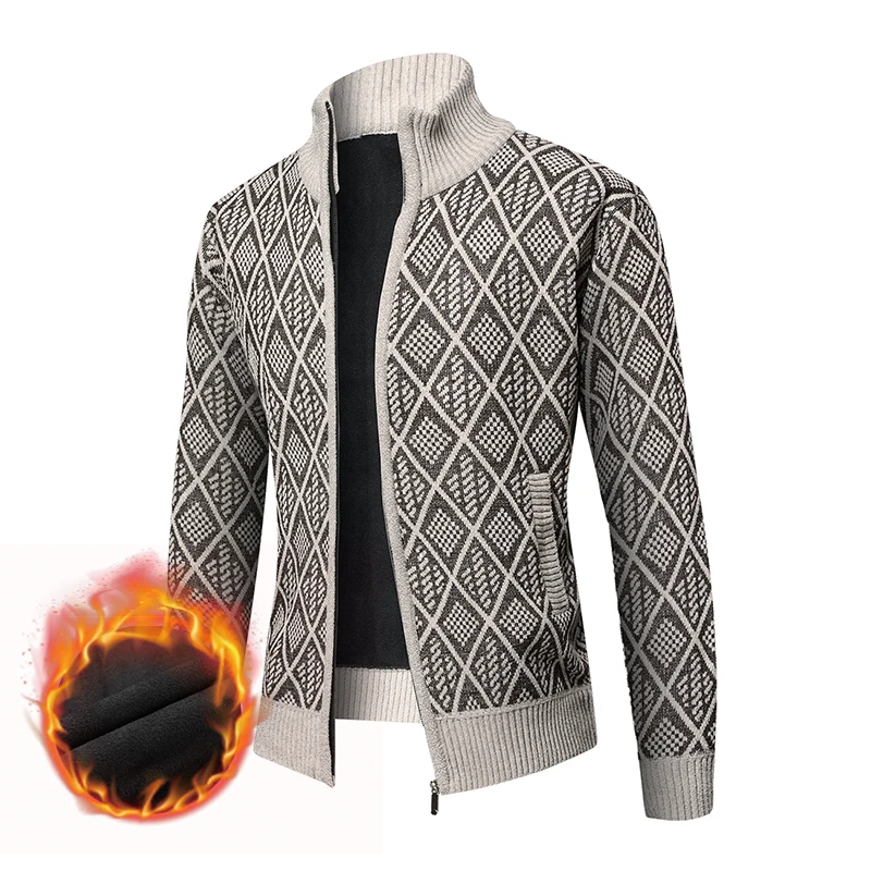 Cardigan Uomo Slim Fit In Maglia Con Zip – Giacca Spessa A Maniche Lunghe, Collo Alto, Disponibile In Nero, Marrone, Vino, Grigio Blu E Grigio Scuro. Perfetto Per L'autunno E L'inverno.