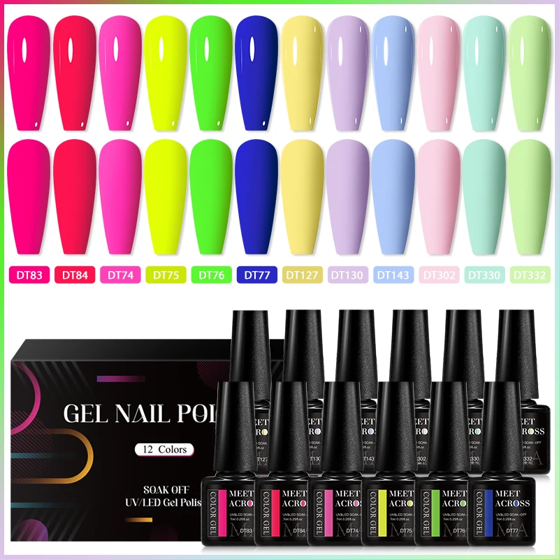 MEET ACROSS 12Pcs/Set 7ml Brown Series Gel Nail Polish With Box Autumn Semi Permanent UV Gel Soak Off Nail Art Kit Varnish 4