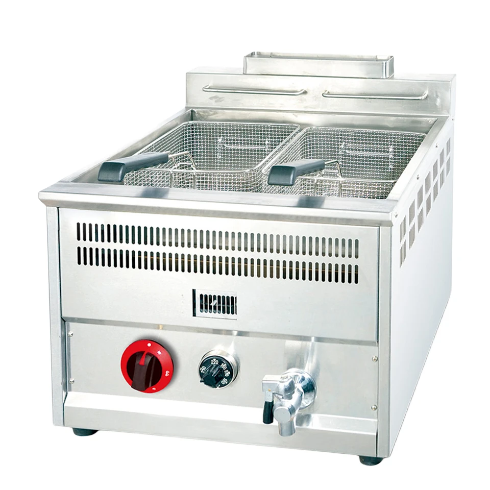 OT71A Commercial Restaurant Adjustable LPG Gas Deep Fryer With Temperature Control