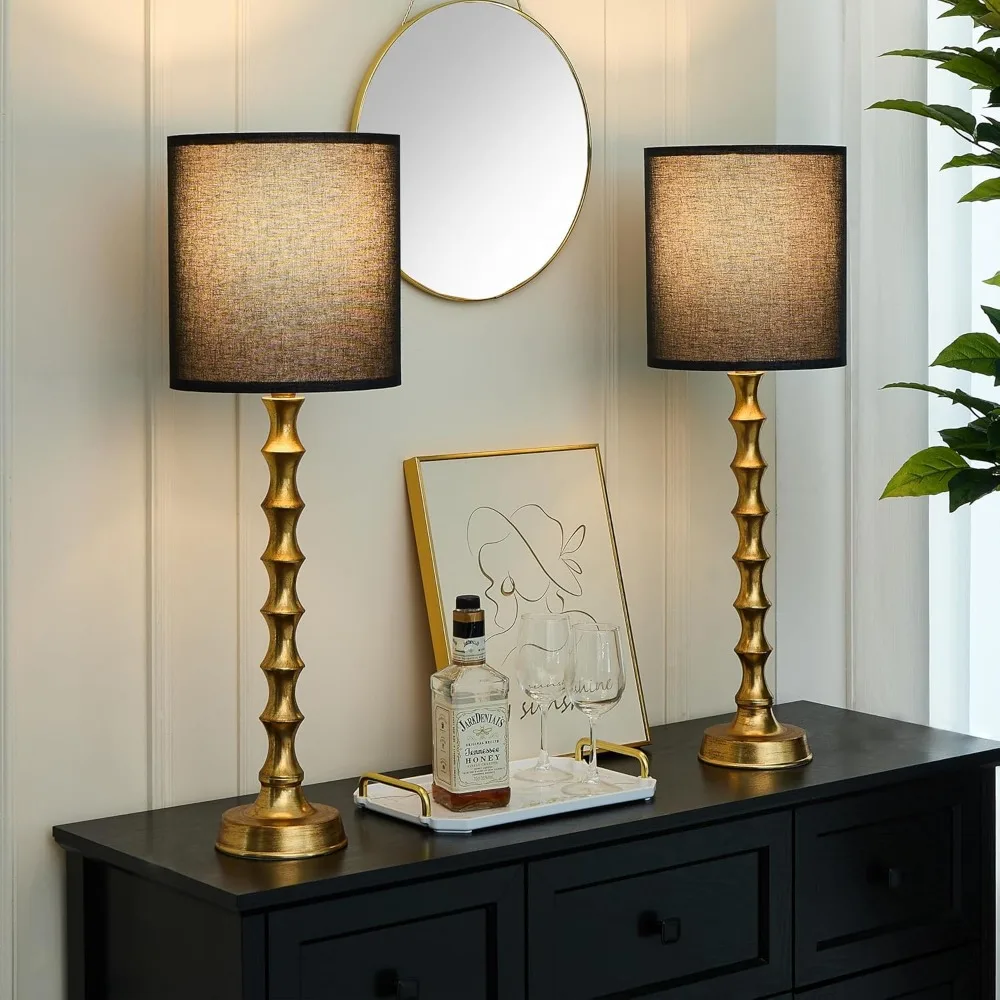 30.5" Gold Buffet Lamps Set of 2 with Black Shade, Buffet Table Lamps Set of 2 for Living Room, Black Gold Lamps for Dining Room 6