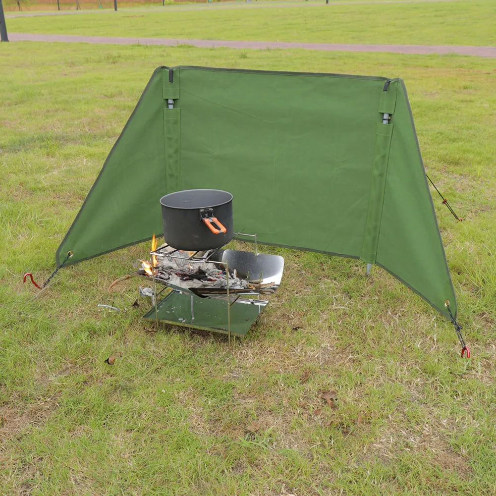 New Practical Windscreen Screen Cover Windwalls Barbecue Bonfire Camping Windproof Windshield 1 Set Army Green