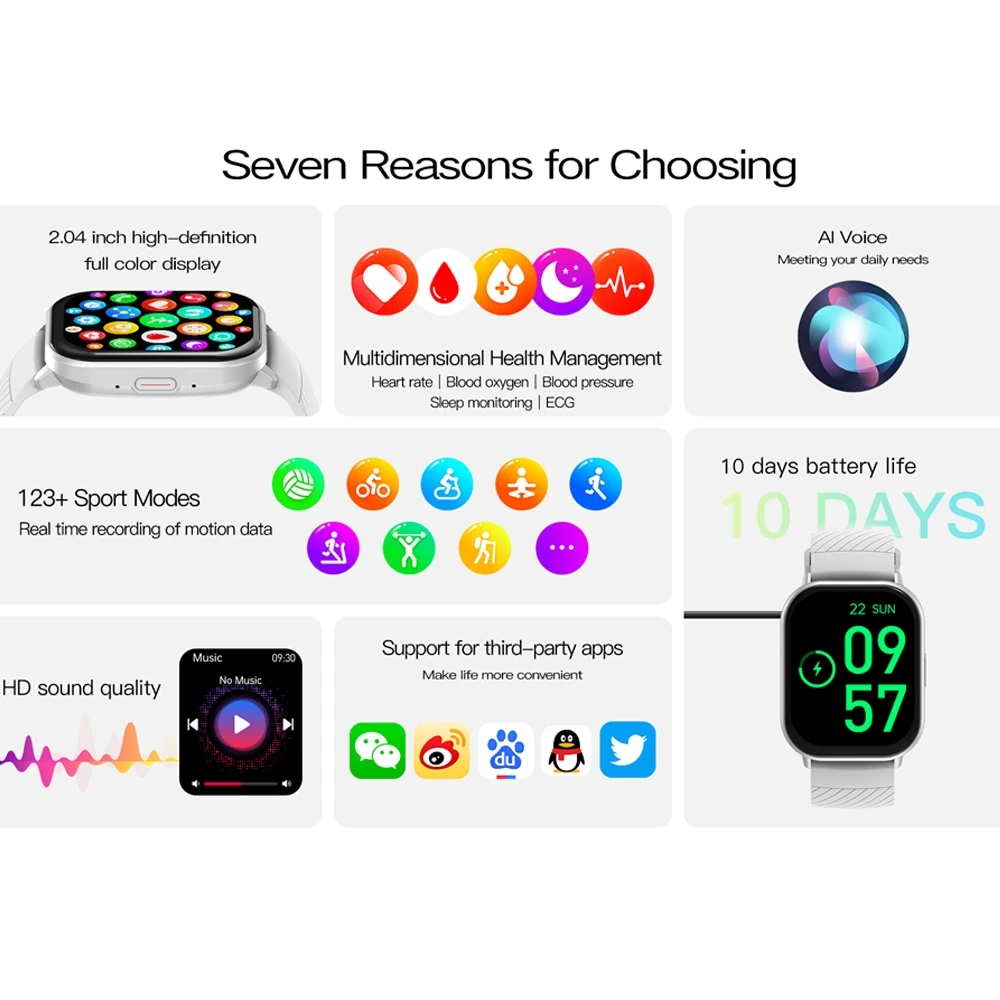 ChiBear Smart Watch Heart Monitor Smartwatch 2025New Android Electronic Sports Watches for Man Woman Fitness Tracker Android iOS