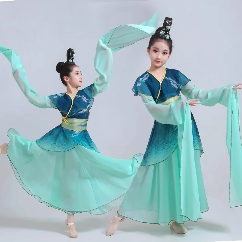 

Танцевальный Костюм для девушек, раннее Искусственное искусство, элегантный костюм в китайском стиле для народных и классических танцев, водный рукав, костюм для выступлений