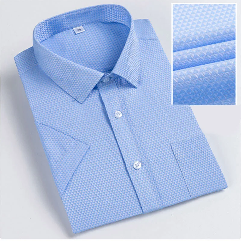 

Summer New Male Blouse Multi-style Short-sleeved Striped Plaid Social Black White Dress Shirts