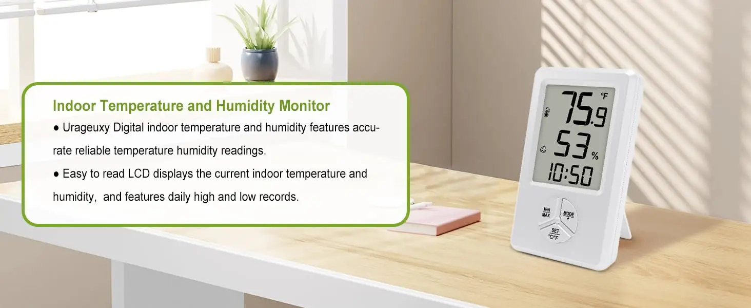 Digital Thermometer Hygrometer Indoor Room Thermometer Humidity Meter with Min M