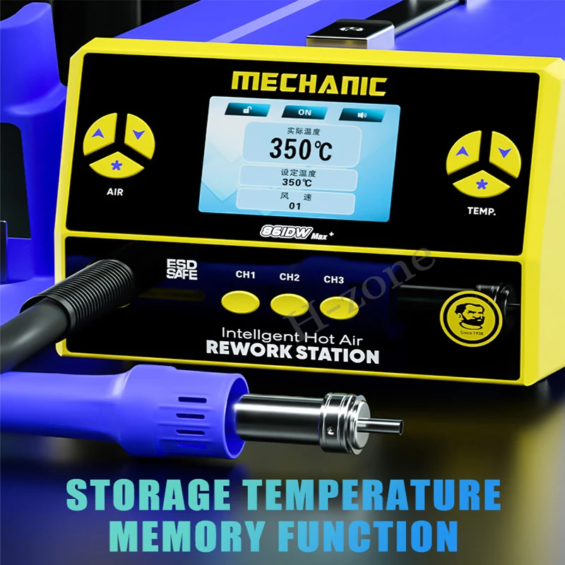 MECHANIC 861DW max 110V/220V 재 작업 스테이션 1000W BGA 솔더링 마더 보드 용 핫 에어 건 PCB 디 솔더링 수리 + 노즐