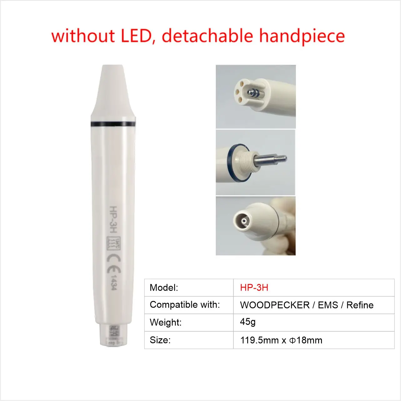 Dental Ultrasonic Piezo Scaler Handpiece Dental Handle with LED Fit for EMS WOODPECKER VRN SATELEC DTE Refine HP-3H HP-5L HS-7L 3
