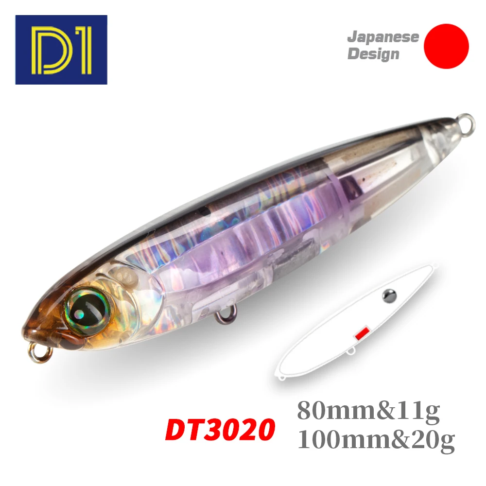 D1 Topwater 3DR Pencil Fishing Lure 80mm/100mm Walk The Dog Surface Bait Reflective Floating Bait For Seabass Fishing Tackle